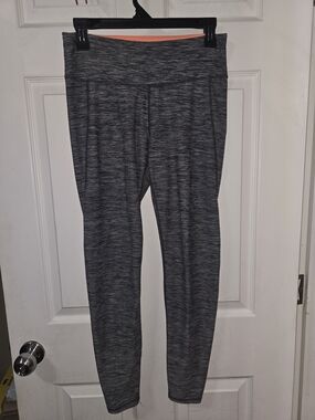 H&M Gray Space-Dye Leggings with Coral Waistband Accent